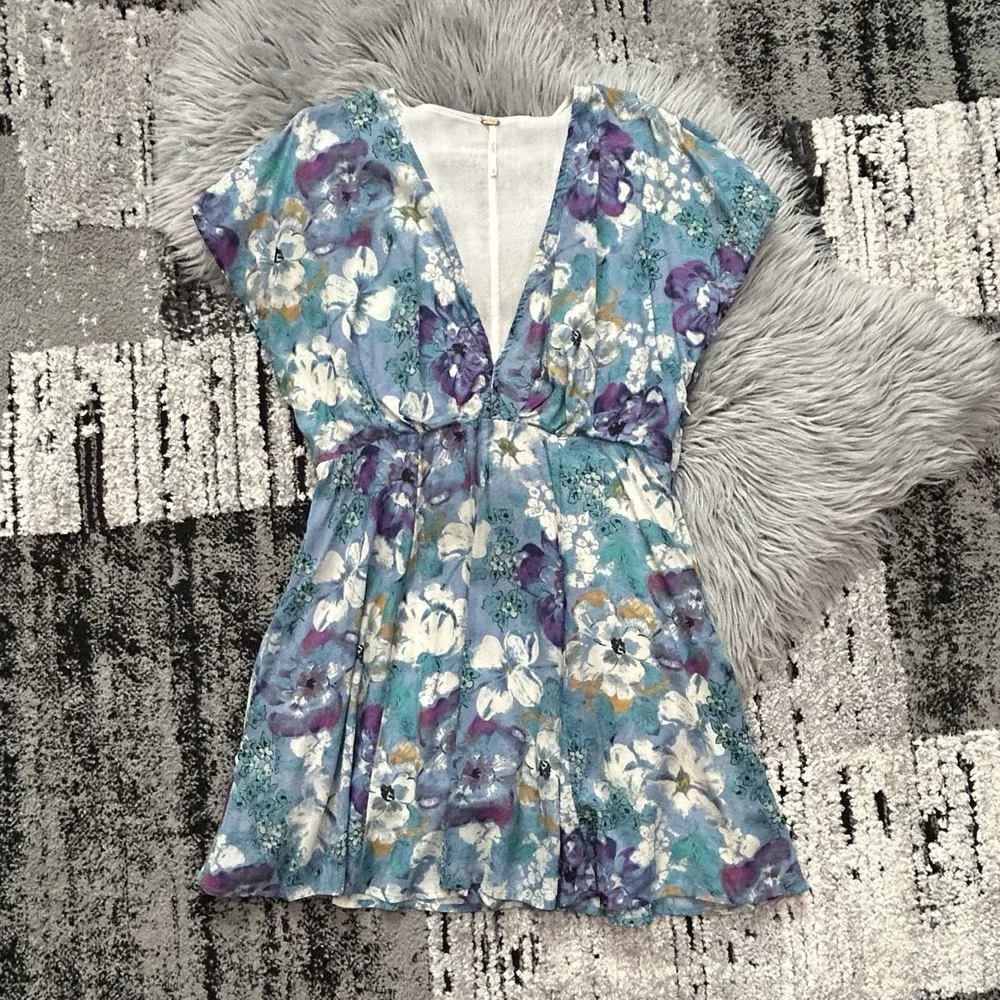 Free People Women's Floral Freddy Tie Mini Dress Size‎ Medium ($108) **No Tie